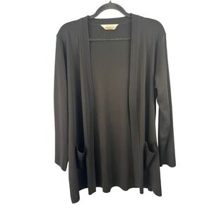 Misook Black Open Front Cardigan Size S Minimalist Capsule Wardrobe Mature
